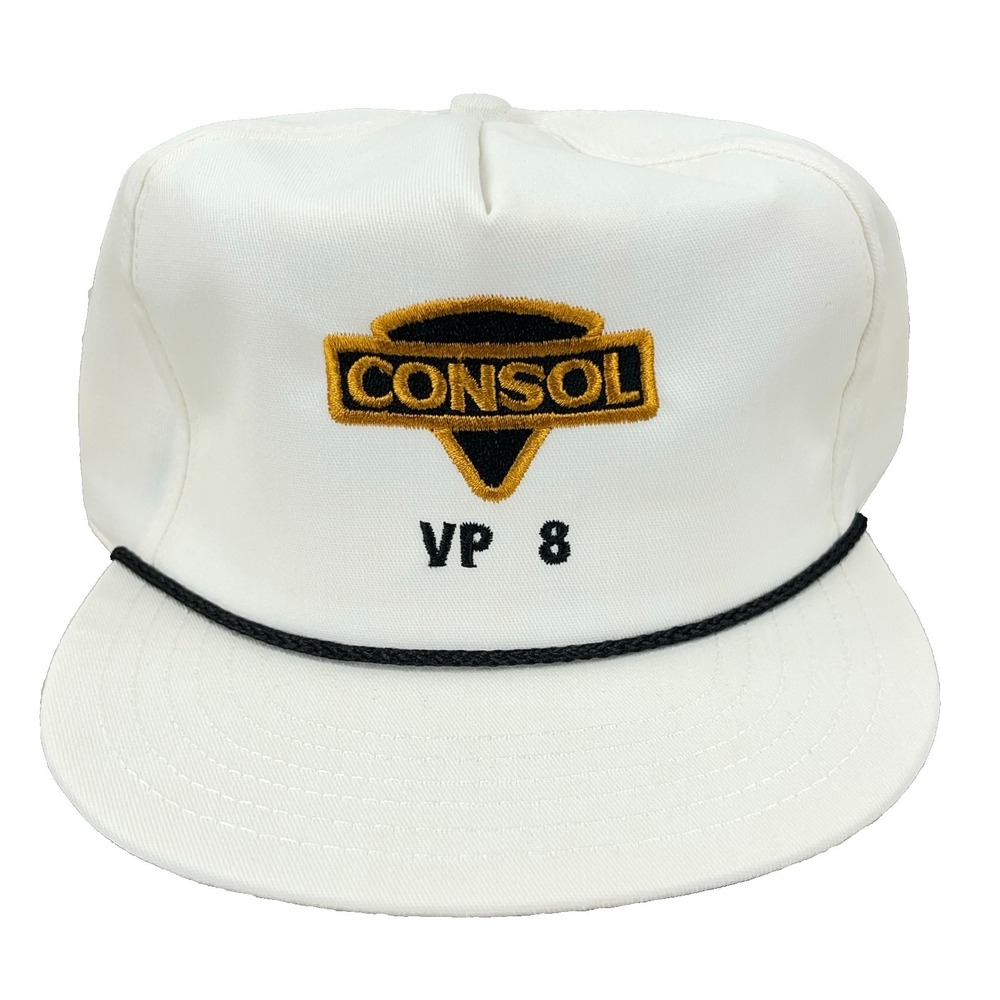 Vintage Consol Trucker Hat Cap Made In USA 80s 90s Coal Mine VP 8 Rope Snap Back